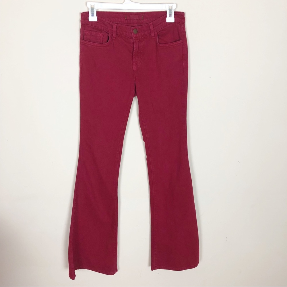 J Brand Black Cherry Red Denim Flare